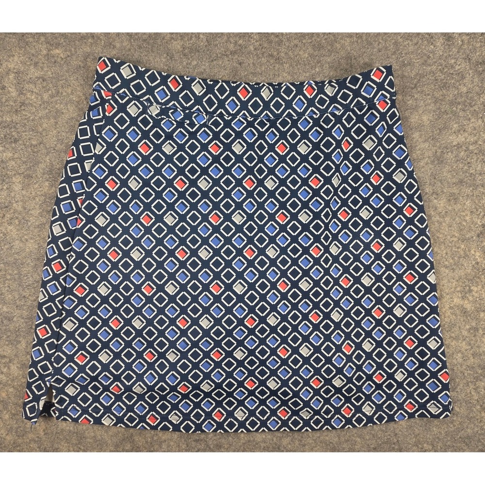 Peter Millar Womens Geometric Diamond Golf Skort Navy Red White XS UPF 50+
